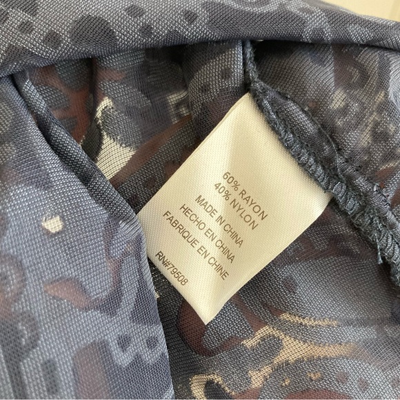 Sheer, Velvet Burn-Out Paisley Pattern Top, Size L - Picture 4 of 6